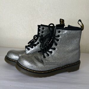 Dr Martens 1460 Silver Patent Glitter 8 Eyelet Boot Juniors 2